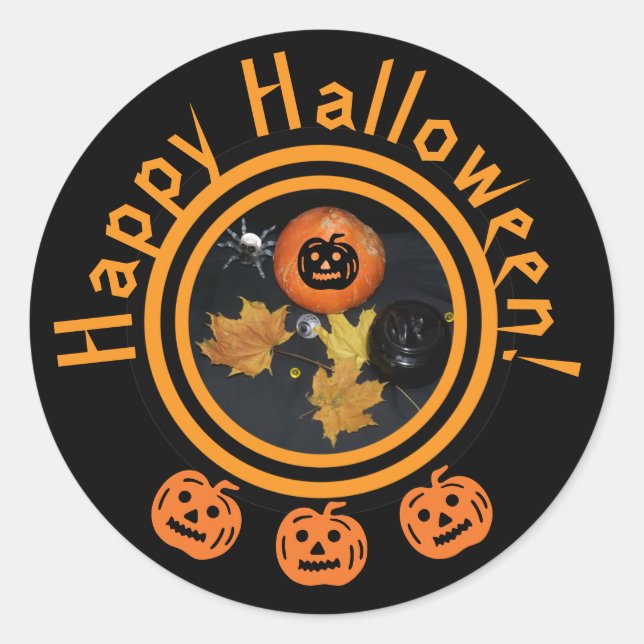 Pumpkin Halloween decor Classic Round Sticker (Front)