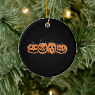 Pumpkin Halloween Fall Thanksgiving Gift Ceramic Ornament