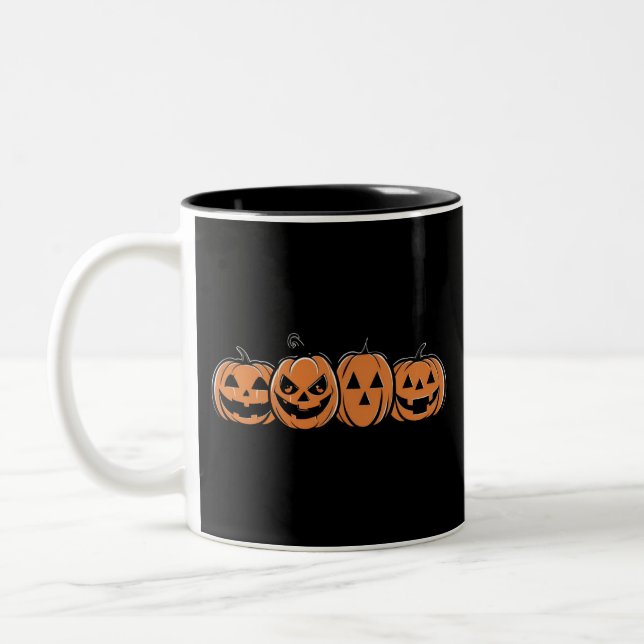 Pumpkin Halloween Fall Thanksgiving Gift Two-Tone Coffee Mug (Left)