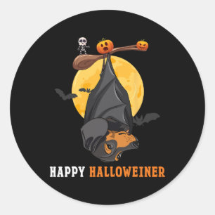 Pumpkin Halloween For Women & Bat Sausage Dog Classic Round Sticker