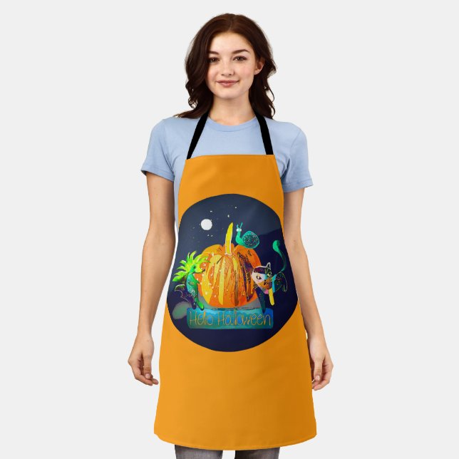 Pumpkin Halloween Friends – Magic Cartoon Animals Apron (Worn)