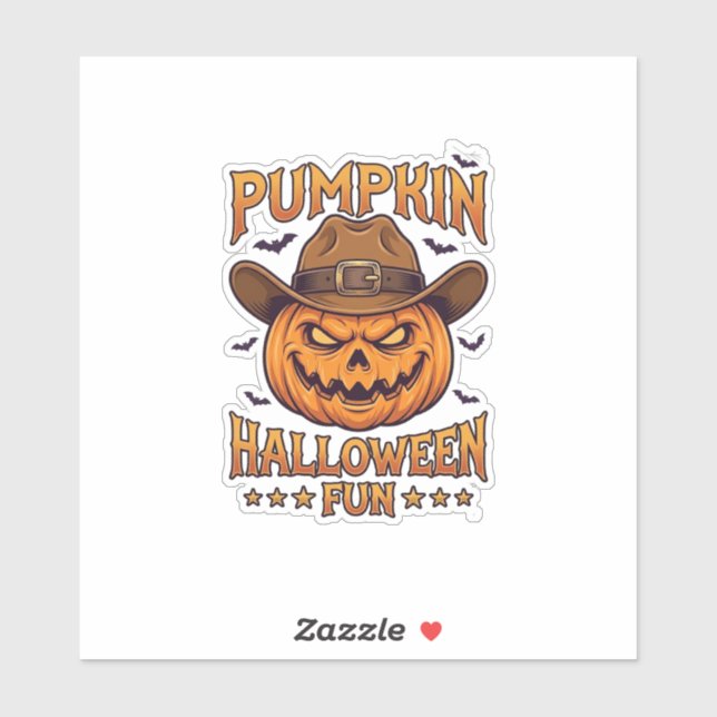Pumpkin Halloween Fun Jack Lantern Cowboy Hat Bats (Sheet)