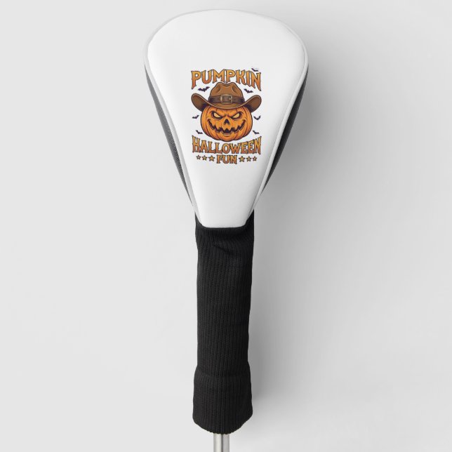 Pumpkin Halloween Fun Jack Lantern Cowboy Hat Bats Golf Head Cover (Front)