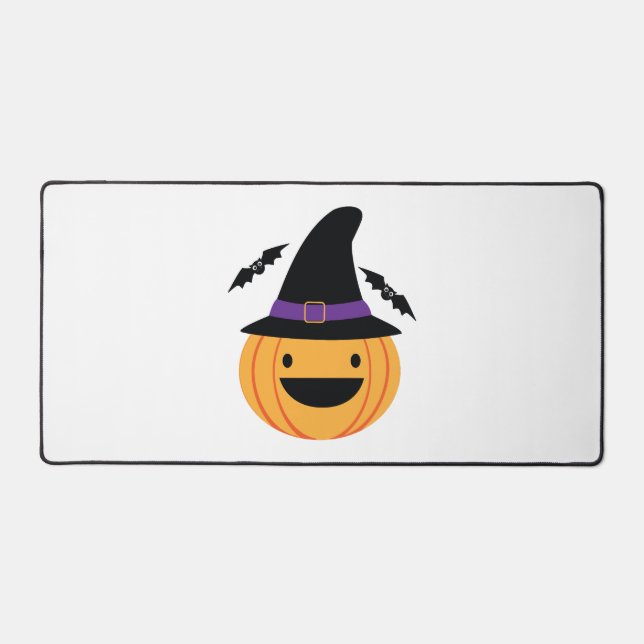 Pumpkin Halloween Jack O Lantern Bat Desk Mat (Front)