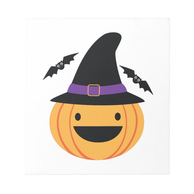 Pumpkin Halloween Jack O Lantern Bat Notepad (Front)