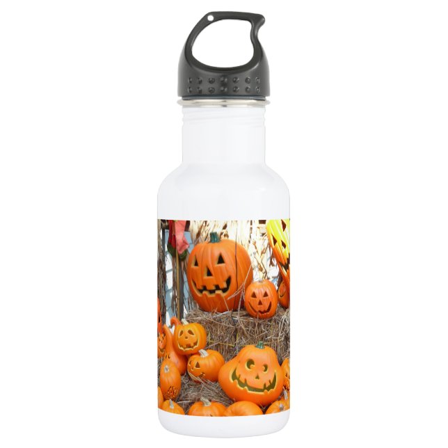 Pumpkin halloween jack o lantern orange pumpkins 532 ml water bottle (Front)