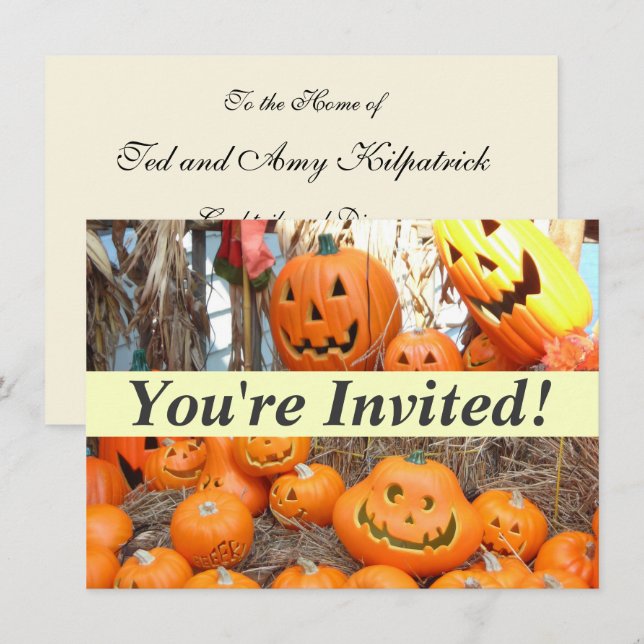 Pumpkin halloween jack o lantern orange pumpkins invitation (Front/Back)