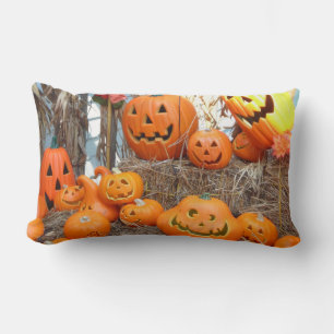 Pumpkin halloween jack o lantern orange pumpkins lumbar cushion