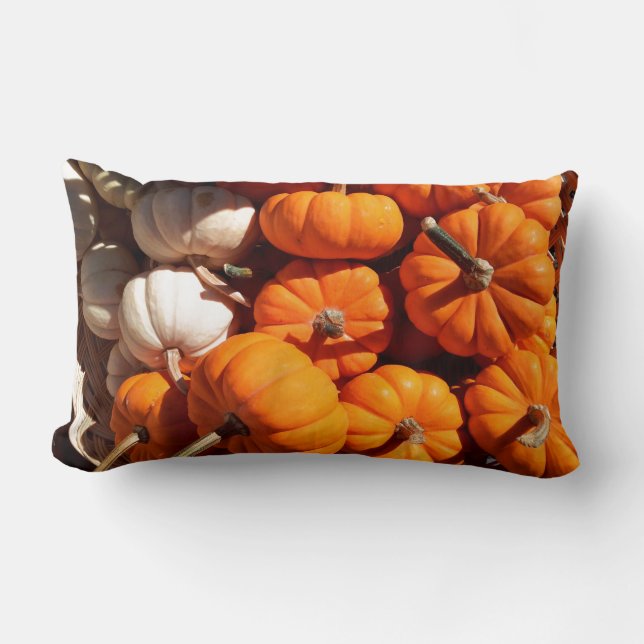 Pumpkin halloween jack o lantern orange pumpkins lumbar cushion (Front)