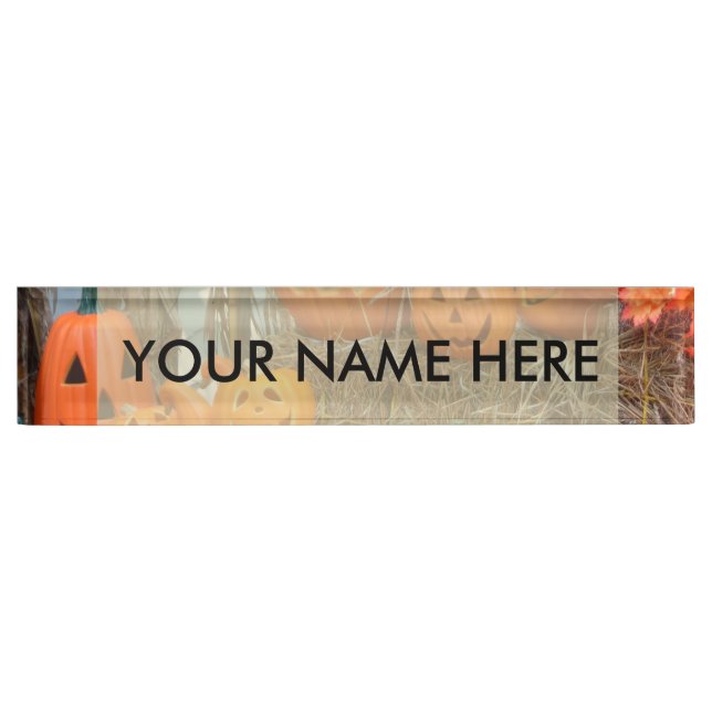 Pumpkin halloween jack o lantern orange pumpkins nameplate (Front)