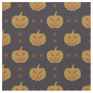 Pumpkin Halloween Jack-O-Lantern Pattern Fabric