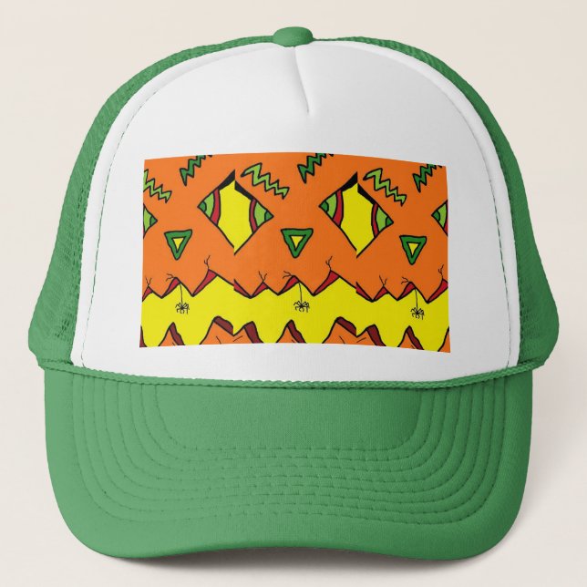 Pumpkin Halloween Jack-O-Lantern & Spider Hat (Front)