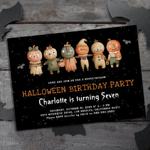 Pumpkin Halloween Kids Birthday Party Invitation
