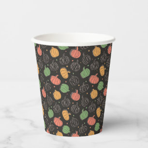 Pumpkin Halloween orange green black pattern Paper Cups