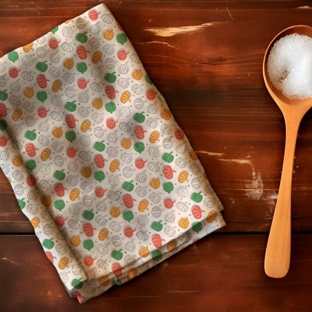 Pumpkin Halloween orange yellow green Tea Towel (Creator Uploaded)