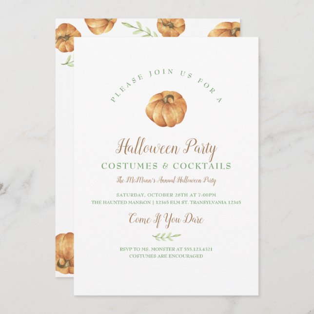 Pumpkin Halloween Party Invitation (Front/Back)