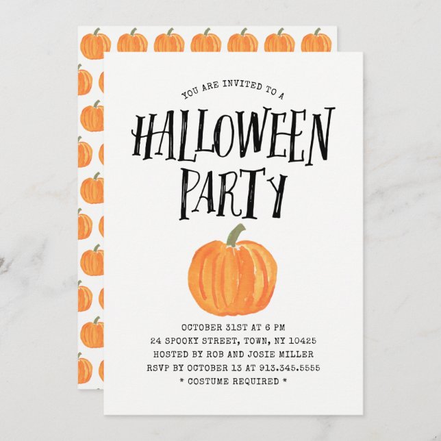 Pumpkin Halloween Party Invitation (Front/Back)