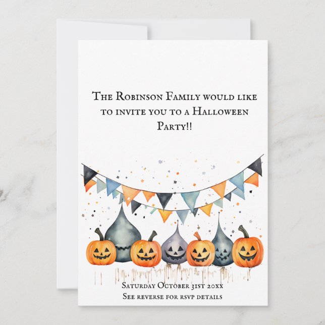Pumpkin Halloween Party Invitation Card (Front)