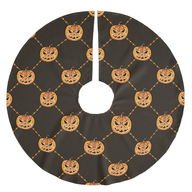 Pumpkin Halloween party theme. Brushed Polyester Tree Skirt (Front)