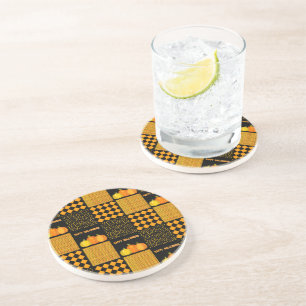 Pumpkin Halloween Patchwork Pattern Coaster