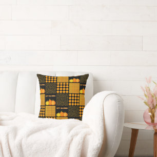 Pumpkin Halloween Patchwork Pattern Cushion