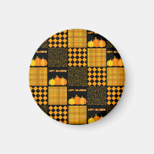 Pumpkin Halloween Patchwork Pattern Magnet