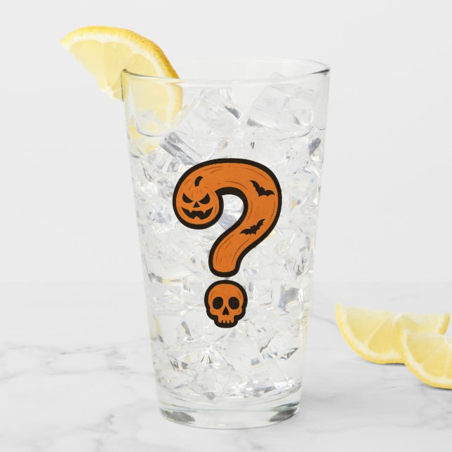 Pumpkin Halloween Question Mark Glass (Front Ice)