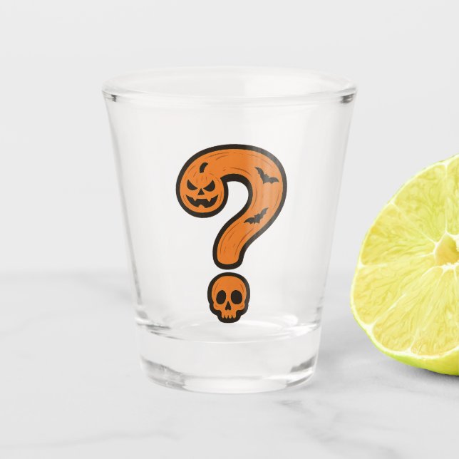 Pumpkin Halloween Question Mark Shot Glass (Front)