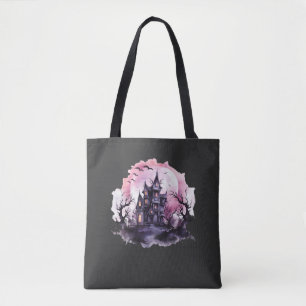 pumpkin halloween scary pink tote bag