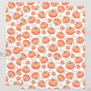 Pumpkin Halloween Scrapbook Paper in White