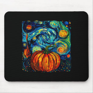 Pumpkin Halloween Starry Night Van Gogh Thanksgivi Mouse Pad