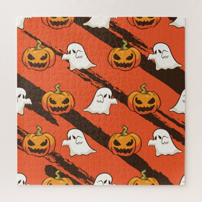 Pumpkin Halloween theme, seamless pattern. Jigsaw Puzzle (Vertical)
