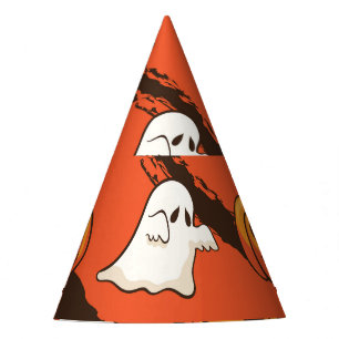 Pumpkin Halloween theme, seamless pattern. Party Hat