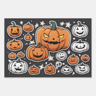 Pumpkin halloween wrapping paper sheet
