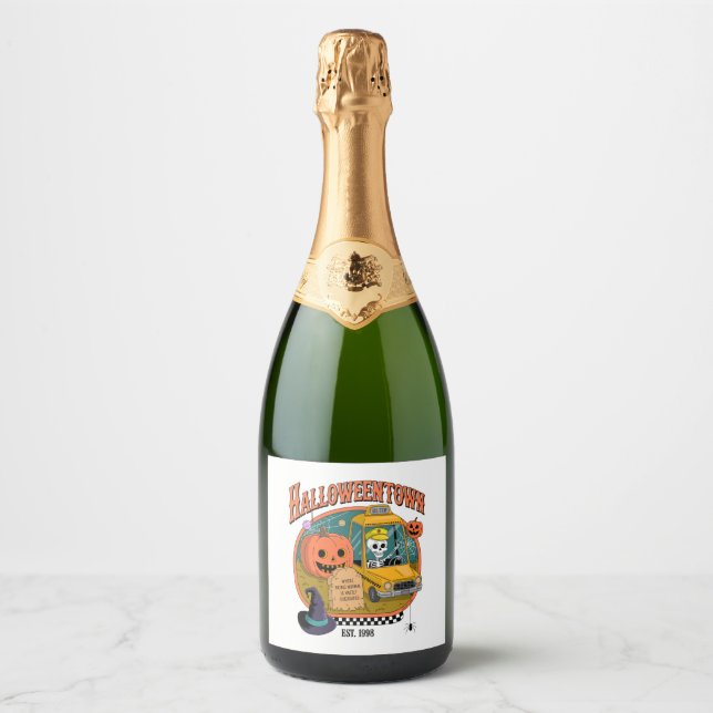 Pumpkin Halloweentown University Sparkling Wine Label (Front)