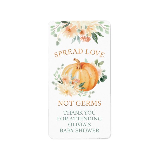 Pumpkin Hand Sanitizer Labels for Little Pumpkin  (Front)