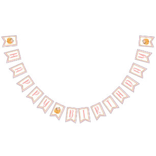 Pumpkin Happy Birthday Banner Girl - Pink Plaid