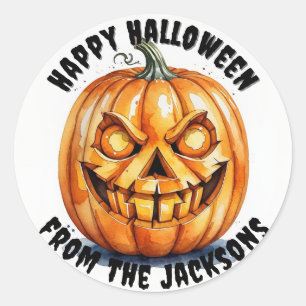 pumpkin happy Halloween Classic Round Stickers