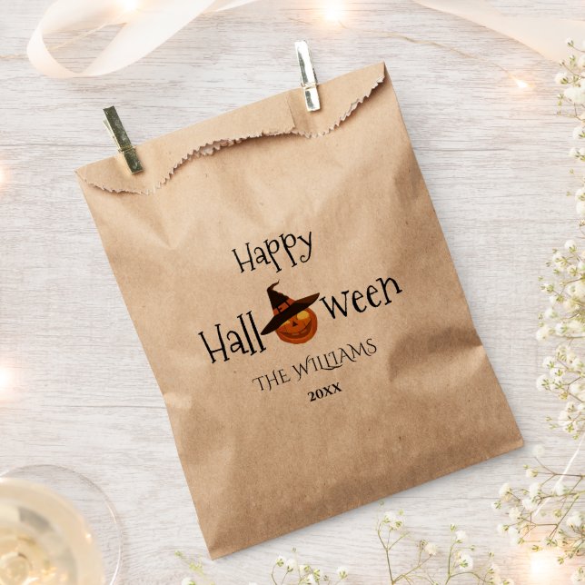  Pumpkin Happy Halloween Personalised  Favour Bag (Clipped)