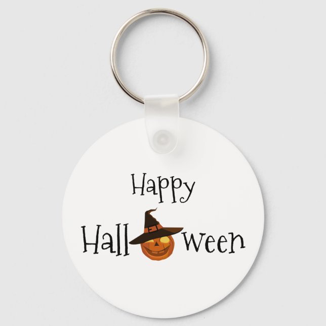  Pumpkin Happy Halloween Personalised  Key Ring (Front)