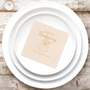 Pumpkin Happy Thanksgiving Family Party  Foil Napkins