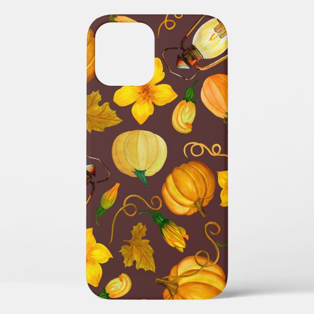 Pumpkin Harvest Autumn Watercolor Pattern Case-Mate iPhone Case (Back)