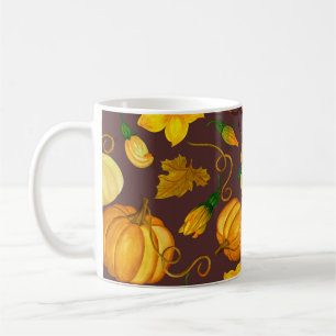 Pumpkin Harvest Autumn Watercolor Pattern Coffee Mug
