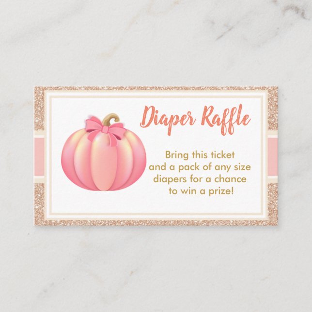 Pumpkin Harvest Daiper raffle card baby shower. (Front)