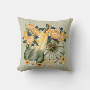 Pumpkin Harvest Floral Fusion  Cushion