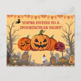 Pumpkin Harvest Halloween Party Invitation | Autum Postcard
