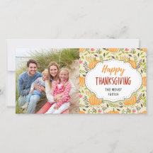 Pumpkin Harvest Happy Thanksgiving Photo Card