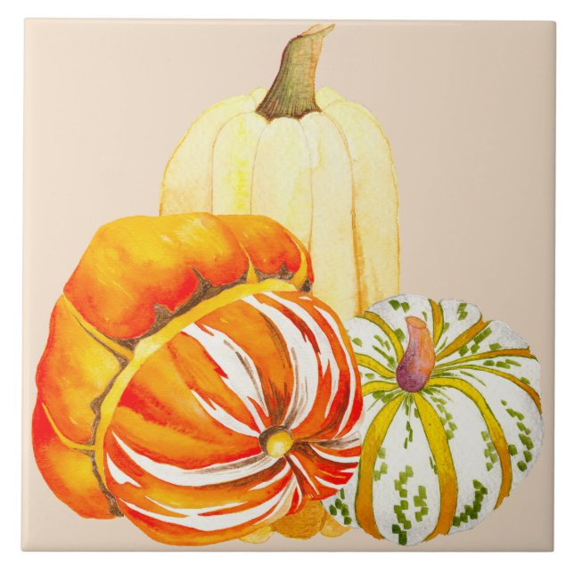 Pumpkin Harvest on a Ceramic Tile (1) (Front)