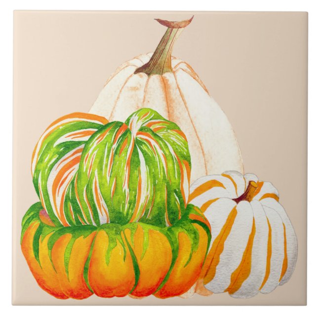 Pumpkin Harvest on a Ceramic Tile (2) (Front)