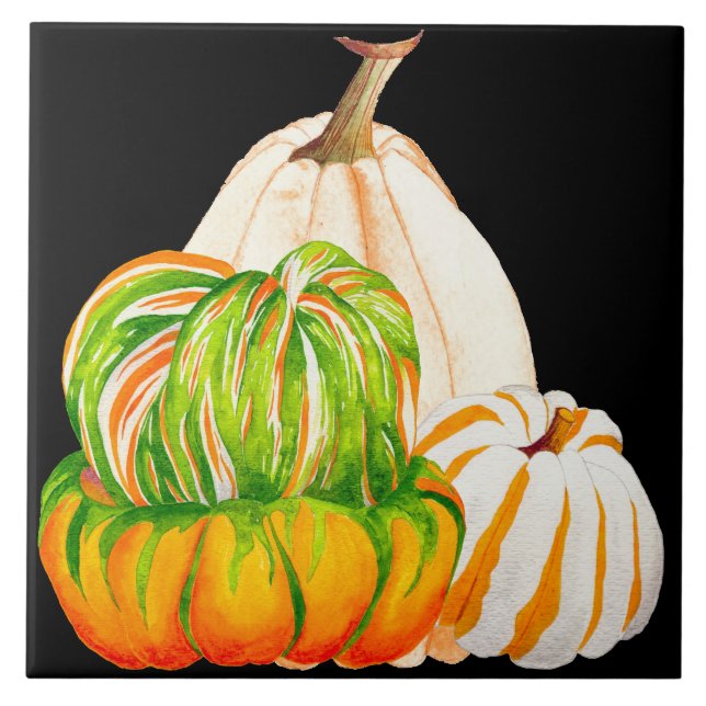 Pumpkin Harvest on a Ceramic Tile (2B) (Front)